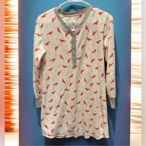 Pj Couture Gray and Red Long Sleeve Henley PJ NIGHTGOWN  MEDIUM